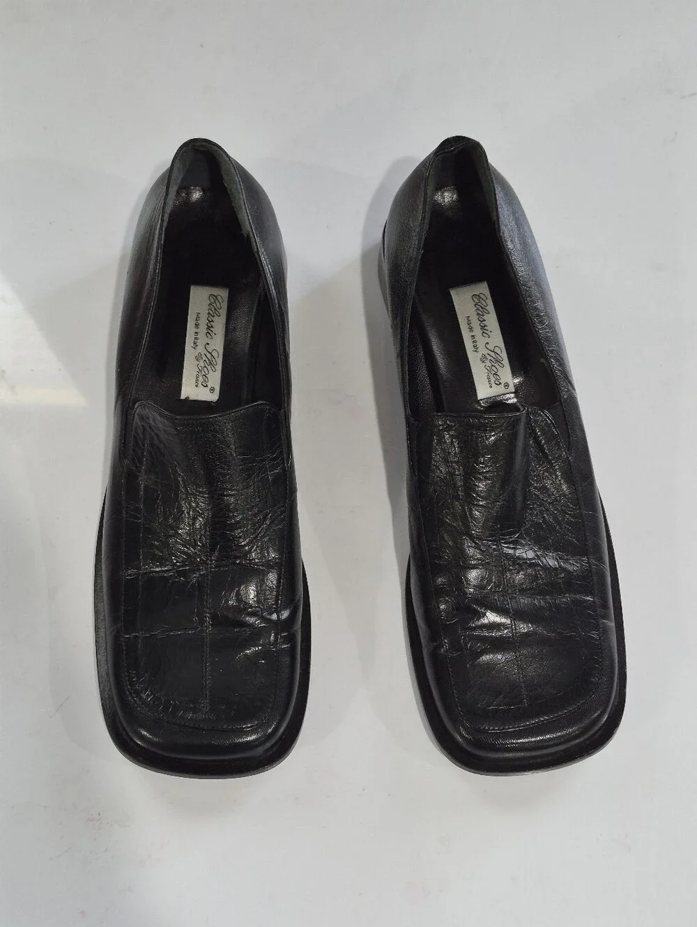Classic Shoes by Franco Men's Black Slip-On Leather Dress Shoes Size 43